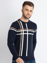 Mens Colourblocked Round Neck Sweater